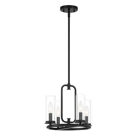 Designers Fountain Hudson Heights 60 Watt 4 Light Matte Black Pendant with Clear Glass Shade D268C-14P-MB